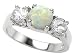 2.35 cts 925 Sterling Silver 14K White Gold Plated Genuine Round Opal Engagement Ring