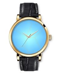 SPRAWL Aanalog Fashion Series Gold Ladies Watches of Genuine Black Leather Strap,Unique Wrist Watch for Women Girls Designed with Clear blue irregular figures