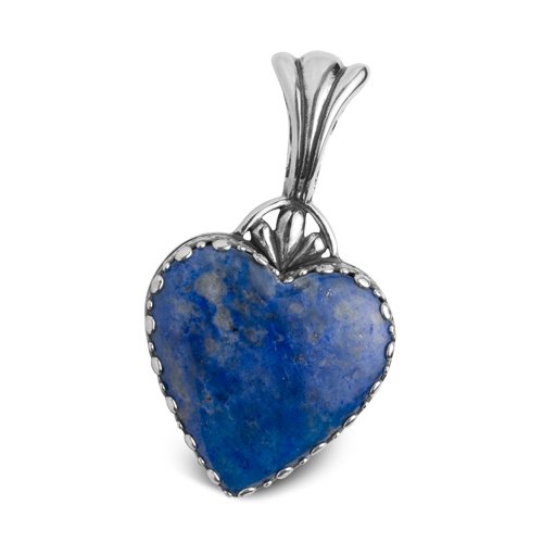 Carolyn Pollack Sterling Silver and Denim Lapis Te Amo Heart Pendant (Medium Bail)
