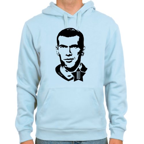Kapuzensweater Zinedine Zidane ::: Farbauswahl: skyblue oder weiß ::: Größen: M-XL ::: Fußball-Kult