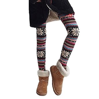 Femme Leggings Tricot Motif Azteque Nordique Hiver Flocon Neige Noel