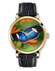 SPRAWL Aanalog Fashion Series Gold Ladies Watches of Genuine Black Leather Strap,Unique Wrist Watch for Women Girls Designed with Blue Butterfly