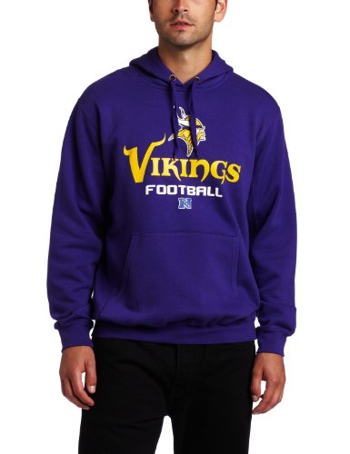 NFL Men's Minnesota Vikings Critical Victory V Long Sleeve Hooded Fleece Pullover (Purple, X-Large)