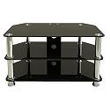 Premier AV HF0040 Plasma and LCD TV Silver Leg Stand Upto 37 inch  or 40kgs - Black Glass, Silver Legs
