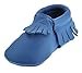 Sayoyo Baby Blue Tassels Soft Sole Leather Infant Toddler Prewalker Shoes (0-6 months, Blue)