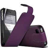 Supergets Apple Iphone 4 4s Quality Purple Slim Top Flip Leather Case Cover Includes Screen Protector And Polishing Cloth