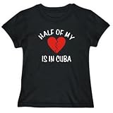 T-Shirt Womens Black  HALF OF MY heart is in Cuba  Countries