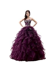 Crystals Crystal Lace-Up Sweetheart   Ball Gown Quinceanera Dress  with a Brush/Sweep Train 