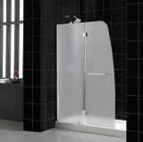 DreamLine AQUA Frosted Glass Shower Door & AMAZON Base Kit 48 x 72 Left Wall Installation Shower Door with 30 x 60 Right Drain BaseChrome Finish Hardware; RigHand Drain Base; F Frosted glass LeHand wall door configuration