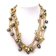 HinsonGayle "Fergie" Six-Strand Green Baroque & Golden Keshi Pearl Necklace