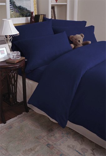 Flannel Solid Color Cotton Sheet Sets Navy Twin