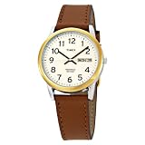 Timex Mens T20011 Easy Reader Brown Leather Strap Watch