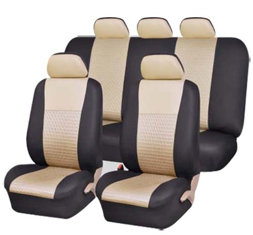 Univerisal Car Seat Cover Full Set with Airbags Ready and Rear 60/40 Split Fb060 Beige/black 115
