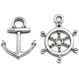 50 Anchor, Rudder Charms silvertone boating wheel