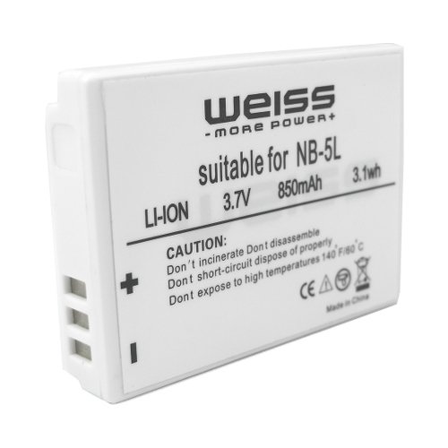 Original Weiss W-Can NB-5L Li-Ion Akku f&uuml;r Canon Ixus 90 IS / 800 IS / 850 IS / 900 Ti / 9 Preisvergleich