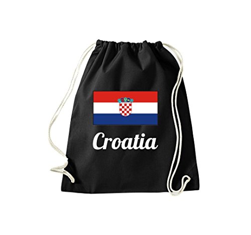 ShirtInStyle Gym Sack Turnbeutel Ländersack Croatia Kroatien Farbe Schwarz