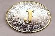 SILVER/GOLD PLATED  MONOGRAM LETTER "J" BELT BUCKLE