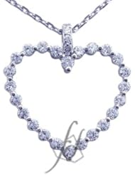 0.75 Ct Round Cut Diamond Heart Shape Pendant 14k SI2-G