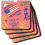 Londons Times Famous People Places Books Cartoons - American Graffiti - Coasters