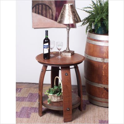 2 Day Barrel Side Table with Shelf 819
