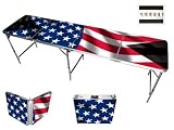 American Flag Beer Pong Table 8ft - Premium HD Design - Bottle Opener, Ball Rack, & 6 Pong Balls!