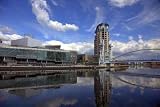 Salford Quays in Manchester - 24"W x 16"H - Peel and Stick Wall Decal by Wallmonkeys
