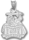Troy State Trojans Solid Sterling Silver ''TROY TROJANS'' Logo Pendant