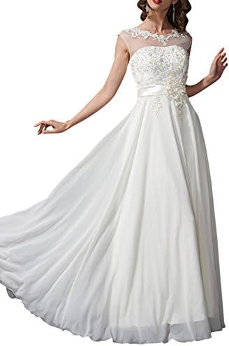 YANDI Women's Lace Beading Formal Dress Long Evening Gown White 3XL