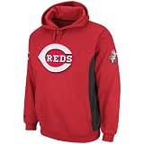 MLB Men's Cincinnati Reds Captain Hooded Fleece Pullover (Athletic Red/Black, X-Large)