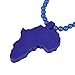 Blue Bead Necklace w/African Map Pendant