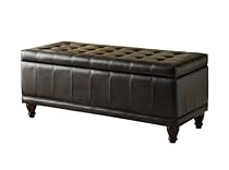 Big Sale Homelegance 4730PU Lift Top Storage Bench with Tufted Accents, Dark Brown Faux Leather