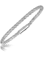 Sterling Silver Rhodium Plated Ornate Stackable Bracelet