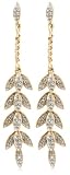 10k Yellow Gold Leaf Design Dangle Earrings (.09 cttw, I-J Color, I2-I3 Clarity)