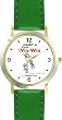 Habit 4 - Think Win-Win (English Text) - DELUXE TWO-TONE WATCH from THE 7 HABITS - WATCH COLLECTION BY WATCHBUDDY&reg; - Arabic Numbers - Green Leather Strap-Size-Women's Size-Small