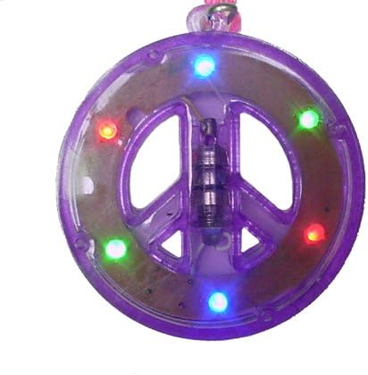 Lightup Peace Sign Necklace -6 pack