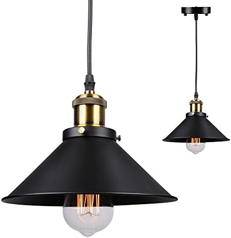 40W Pendant Hanging Lamp with Retro Drum Iron Shade using E26/27 Bulb (Diameter 10.24 inches)