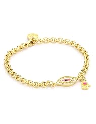 Blee Inara Hot Pink Enamel and Swarovski Eye and Hamsa Chain Bracelet