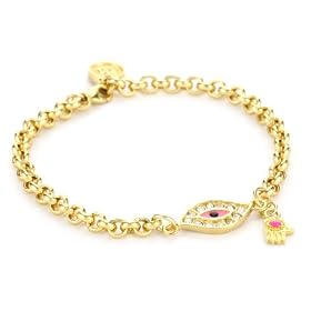 Blee Inara Hot Pink Enamel and Swarovski Eye And Hamsa Chain 