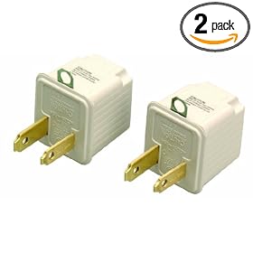 Coleman Cable 9901 3-Prong To 2-Prong Adapter, Grounding Outlet Converter, 2-Pack