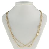 Gold Overlay Sterling Silver Princess-Cut Cubic Zirconia Station Necklace by Charles Winston, 36"