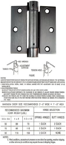 BOLTON 3.5" x 3.5" x 2.5 mm Square Corner Dark Oil Bronze Spring Hinge - Spring Hinges, Loose Pin Hinges, Door Closer Hinges