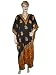 Evening Dress Womens Paisley Print Satin Crepe Caftan Kaftan Black Resort Wear