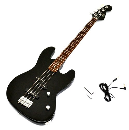 Produkt-Bild: schwarzer E-Bass Bassgitarre mit Anschlusskabel