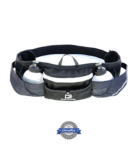 Hydration Running Belt with 2 12-ounce BPA Free Water Bottles; Fits Large Phones