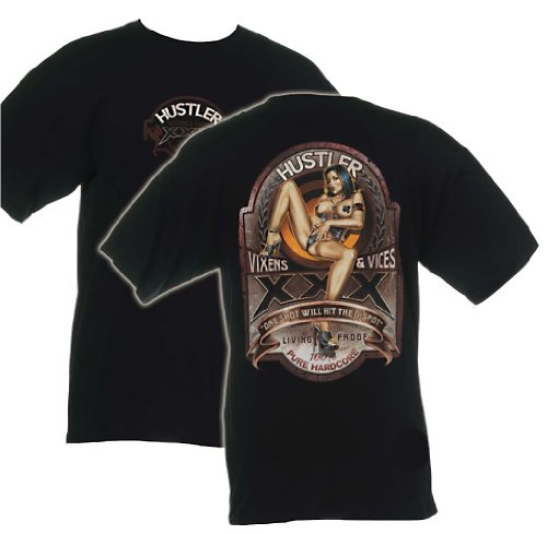 HUSTLER T-SHIRTS - PINUP GIRL T-SHIRTS - X RATED PINUP GIRL SHIRT - VIXENS AND VICES T-SHIRT - BEST PRICE