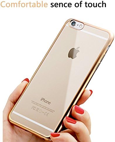 iPhone 6s Case with Bonus screen Protector AMBezos Soft Transparent TPU Case for iPhone 6 and 6s 4.7 inch (gold)