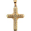 14K Yellow Gold Diamond Cross Pendant - 26.00x18.00mm