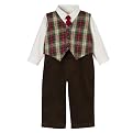 Infant Boys' Itty Bitty 4-piece Plaid Vest Set - Red/Brown