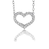 10k White Heart Diamond Pendant - 16 Inch