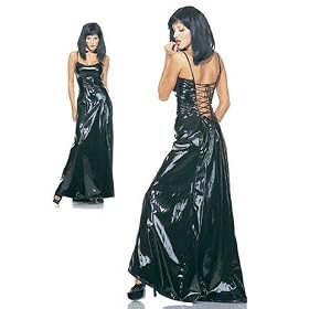 Vinyl Ball Gown Long Dress Sexy Lingerie Intimate Apparel with Lace Up Back